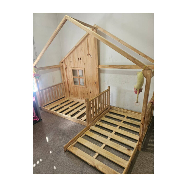 Cama Estilo Montessori de Madera 1 Plaza (c/u son 2 camas) con Estructura de Casita